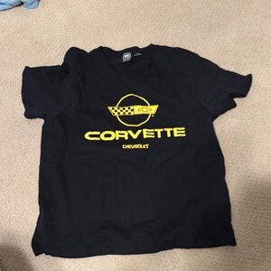 Cotton On Black T-Shirt with Yellow Corvette Logo